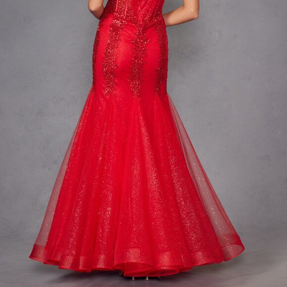 NEW FORMAL SLEEVELESS MERMAID GOWN W/ SHEER SEQUINS EMBELLISHED BODICE JT2883C - Picture 8 of 8